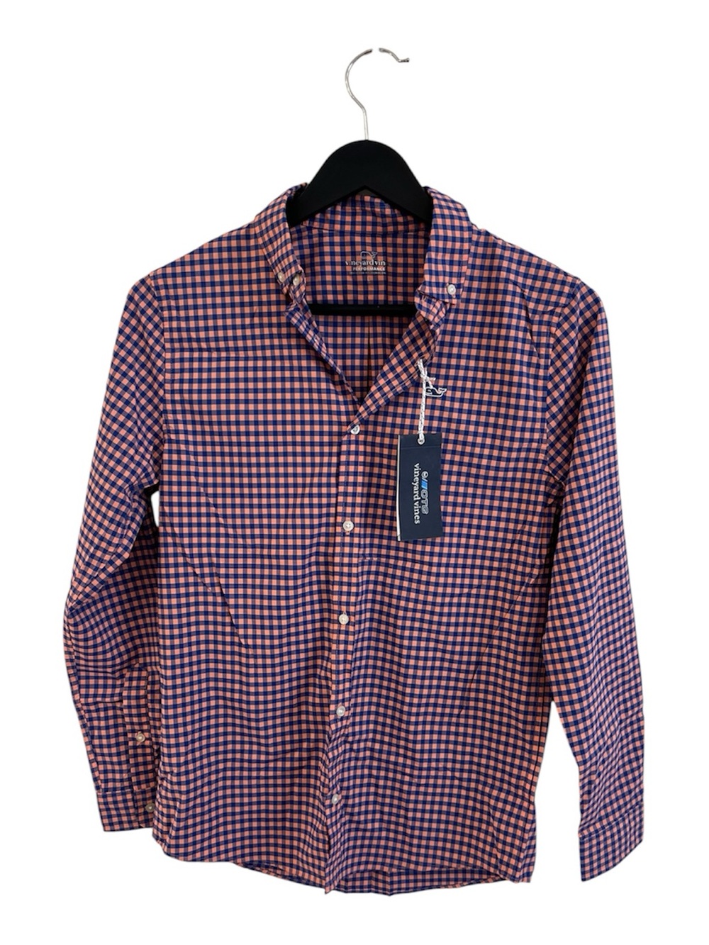 Vineyard Vines Orange and Blue Gingham Button-Down Shirt